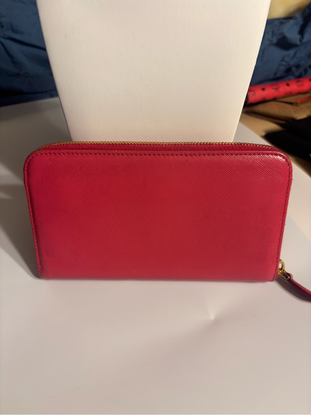 Prada pink Saffiano Zip-Around Wallet Bow Detail minor call out price reflects - Picture 3 of 12